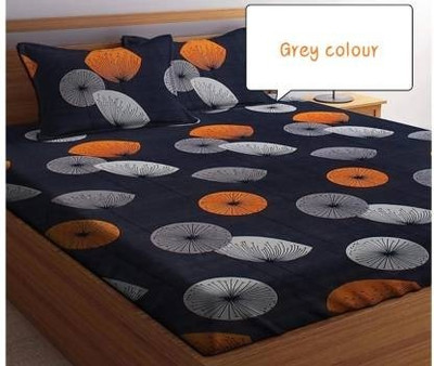 jim-Dandy 160 TC Polycotton Double 3D Printed Flat Bedsheet(Pack of 1, Grey)