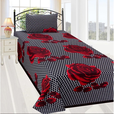 VH HUB 155 TC Cotton Single Printed Flat Bedsheet(Pack of 1, Multicolor)