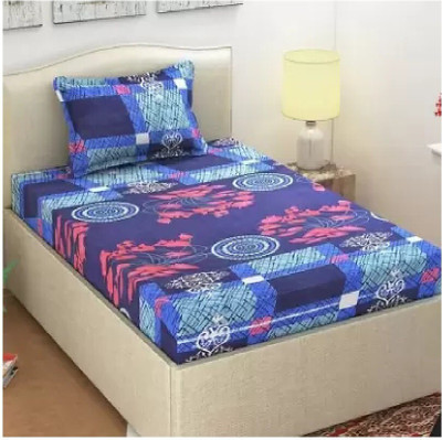 Vidhyaheandloom 150 TC Satin Single 3D Printed Flat Bedsheet(Pack of 1, Blue)