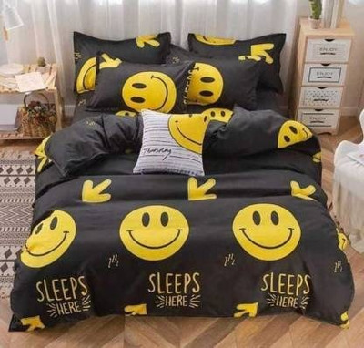 jim-Dandy 160 TC Polycotton Double 3D Printed Flat Bedsheet(Pack of 1, Yellow)