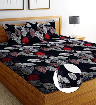 Flipkart SmartBuy 150 TC Polycotton Double Printed Fitted (Elastic) Bedsheet(Pack of 1, Multicolor)