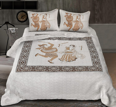 Navkar Creation 141 TC Cotton Queen Printed Flat Bedsheet(Pack of 1, Multicolor)