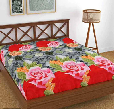 120 TC Microfiber Single 3D Printed Bedsheet(Pack of 1, Pink)