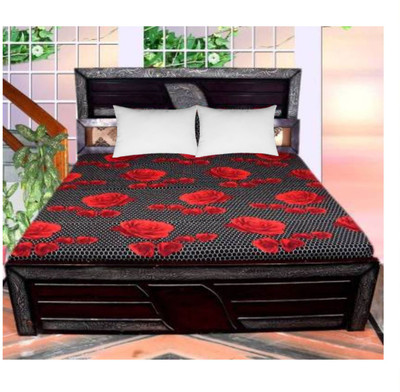 Supreme Home Collective 144 TC Microfiber Double Geometric Flat Bedsheet(Pack of 1, Black)