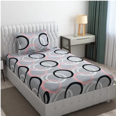 Lapis Microfiber Single Flat 144 TC Floral Bedsheet(Pack of 1, Grey)