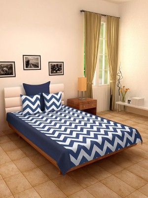 Dekor World 180 TC Cotton Single Abstract Flat Bedsheet(Pack of 4, Dark Blue)