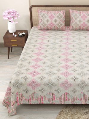 CLOTHOLOGY 240 TC Cotton King Jaipuri Prints Flat Bedsheet(Pack of 1, Red)