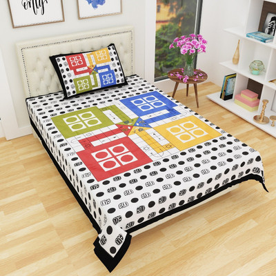 S R Enterprises 141 TC Cotton Single Jaipuri Prints Flat Bedsheet(Pack of 1, Multicolor)