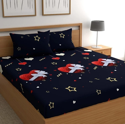 180 TC Cotton Double 3D Printed Bedsheet(Pack of 1, Multicolour)