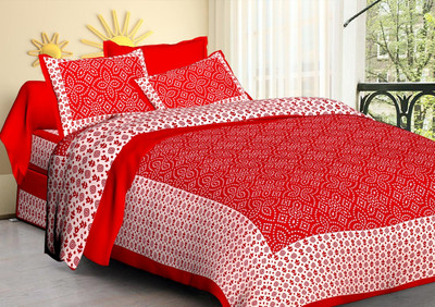 Navkar Creation 141 TC Cotton Queen 3D Printed Flat Bedsheet(Pack of 1, Multicolor)