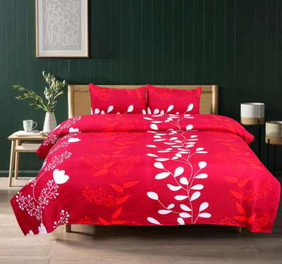 MANISHPANDEY 144 TC Microfiber Double Abstract Flat Bedsheet(Pack of 1, Red)