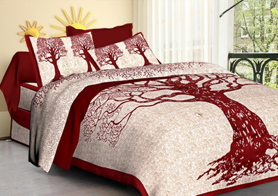 Navkar Creation 141 TC Cotton Queen Printed Flat Bedsheet(Pack of 1, Multicolor)