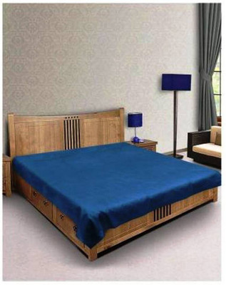 AG Creations 250 TC Polyester Double Solid Flat Bedsheet(Pack of 1, Blue)
