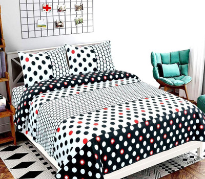 144 TC Microfiber Double Geometric Bedsheet(Pack of 1, Multicolor)