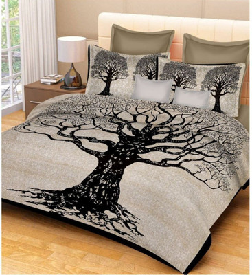 PALANG SHOBHA Cotton Double Flat 140 TC Jaipuri Prints Bedsheet(Pack of 1, Multicolor)