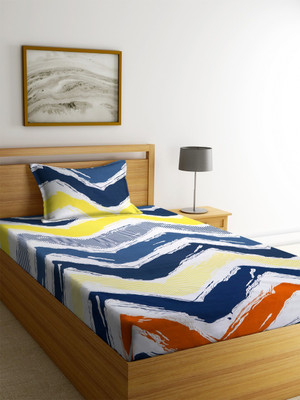 DWORTH 220 TC Cotton Single Self Design Fitted (Elastic) Bedsheet(Pack of 1, Multicolor)