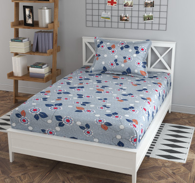 Shivi Creation 170 TC Cotton Single Printed Flat Bedsheet(Pack of 1, Multicolor)