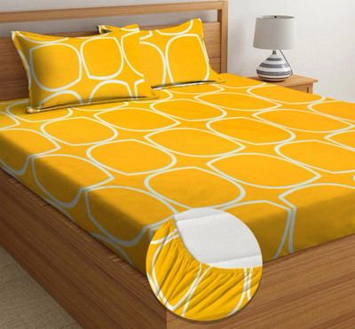 LX LOYREX 220 TC Microfiber Double Floral Fitted (Elastic) Bedsheet(Pack of 1, Pink, Blue)