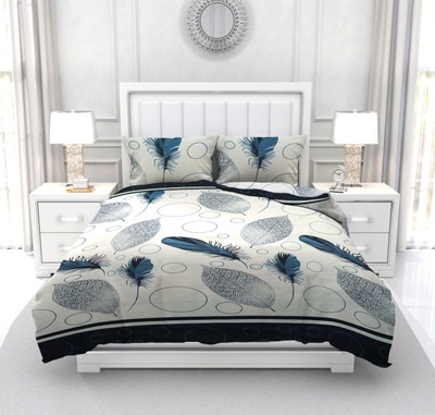 LOXICA 140 TC Polycotton Double 3D Printed Flat Bedsheet(Pack of 1, White)