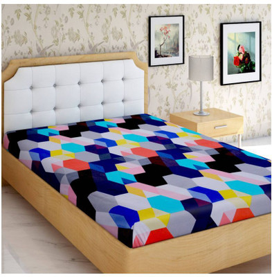 Supreme Home Collective 144 TC Microfiber Single Printed Flat Bedsheet(Pack of 1, Blue, Single Topsheet without Pillow Covers)