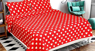 MSs AG TRADERSS Cotton Double Flat 300 TC Floral Bedsheet(Pack of 1, Red-01)