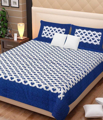 E ELMA Cotton Double Flat 300 TC Printed Bedsheet(Pack of 1, Multicolor)