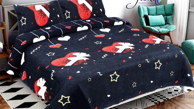 MSs AG TRADERSS Cotton Double Flat 300 TC Floral Bedsheet(Pack of 1, Black)