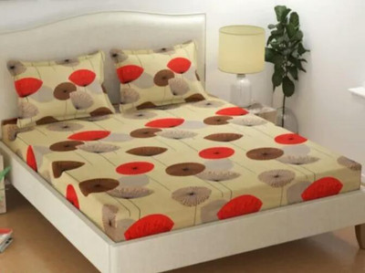 RADHEY JI STORE Cotton Double Flat 220 TC Printed Bedsheet(Pack of 1, Beige)