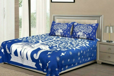 WAR TRADE Cotton Double Flat 104 TC Jaipuri Prints Bedsheet(Pack of 1, Multicolor)