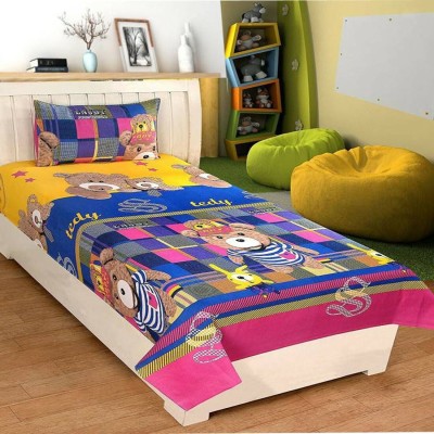 Twinkle Star's 180 TC Polycotton Single Cartoon Flat Bedsheet(Pack of 1, Multicolor)