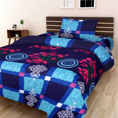 Vidhyaheandloom 180 TC Satin Single Checkered Flat Bedsheet(Pack of 1, Multicolor)
