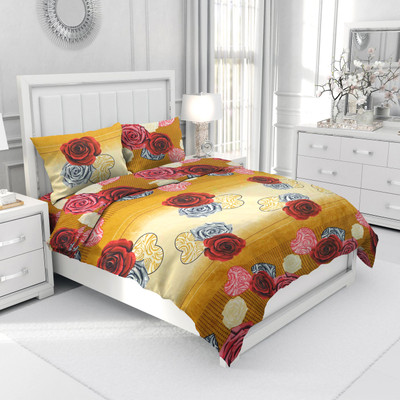 Echor 250 TC Microfiber Double Printed Flat Bedsheet(Pack of 1, Multicolor)