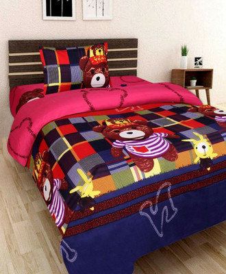 Twinkle Star's 140 TC Cotton Single Printed Flat Bedsheet(Pack of 1, Multicolor)