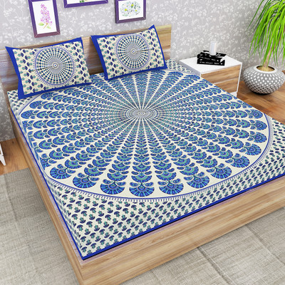 Indian Royal Fashion Cotton Double Flat 151 TC Floral Bedsheet(Pack of 1, Multicolor)