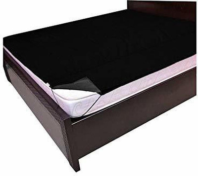 AG Leaf 250 TC Polyester Double Solid Fitted (Elastic) Bedsheet(Pack of 1, Blue)