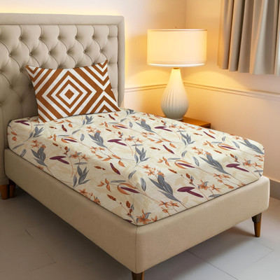 Shine Creation 240 TC Microfiber Single Floral Flat Bedsheet(Pack of 1, Maroon)