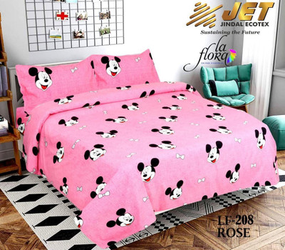 MSs AG TRADERSS Polycotton Double Flat 300 TC Animal Bedsheet(Pack of 1, Pink)