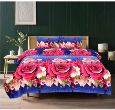 kaku handloom Microfiber Double Flat 140 TC 3D Printed Bedsheet(Pack of 1, Maroon)