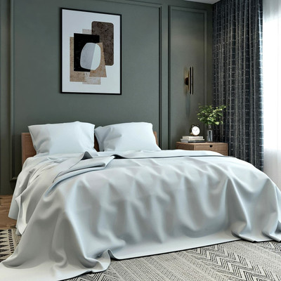 TURIYA Microfiber Queen Flat 220 TC Solid Bedsheet(Pack of 1, Grey)