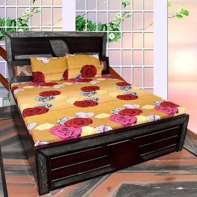 kaku handloom Microfiber Double Flat 140 TC 3D Printed Bedsheet(Pack of 1, Multicolor)