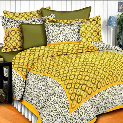 S R Enterprises 141 TC Cotton Double Jaipuri Prints Flat Bedsheet(Pack of 1, Multicolor)
