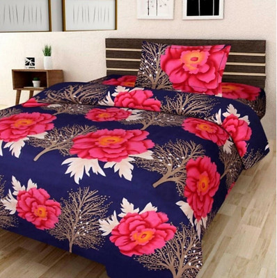 Vidhyaheandloom 120 TC Satin Single Floral Flat Bedsheet(Pack of 1, Multicolor)