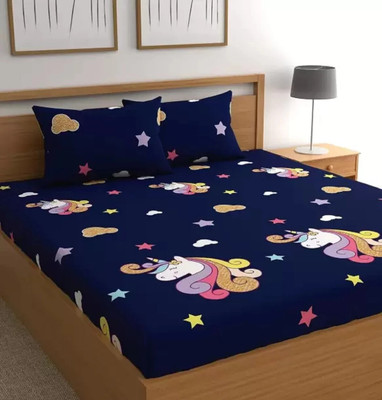 Shivi Creation 210 TC Cotton Double Printed Flat Bedsheet(Pack of 1, Multicolor)
