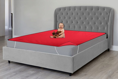 AG Creations 200 TC Polyester Double Solid Fitted (Elastic) Bedsheet(Pack of 1, Red)
