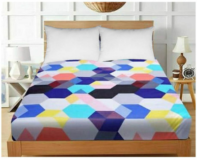 Microfiber Double Geometric Bedsheet(Pack of 1, Multicolor)