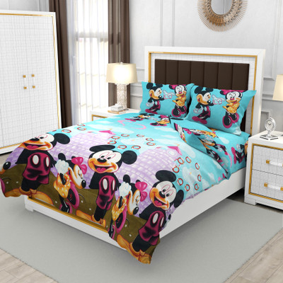 THE GRACE Polycotton Double Flat 150 TC Cartoon Bedsheet(Pack of 1, Multicolor)