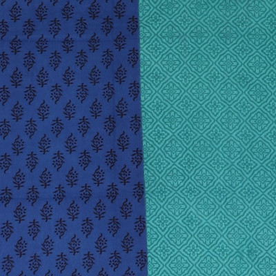gaur trade handlom 104 TC Cotton Double Printed Flat Bedsheet(Pack of 2, Blue)