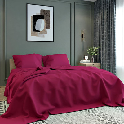 TURIYA Microfiber Queen Flat 220 TC Solid Bedsheet(Pack of 1, Maroon)