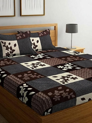 ShopGlobal 180 TC Microfiber Double 3D Printed Bedsheet(Pack of 1, Brown)