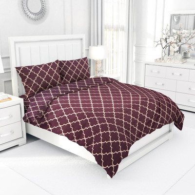 TYLORSTYLE 180 TC Cotton Queen Printed Flat Bedsheet(Pack of 1, Maroon)